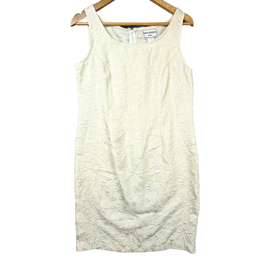 Karin Stevens Sheath Dress Womens 12P Petites‎ Cream Floral Easy Bridal Feminine